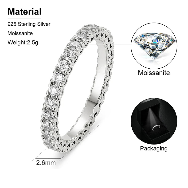 Classic Moissanite Rings Gold Top Quality 100% 925 Sterling Silver For Women Moissanite Ring Men Wedding Jewelry Christmas Gifts