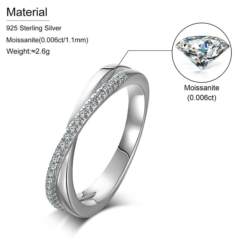 100% 925 Sterling Silver Wedding Rings For Women Sparking Created Moissanite Gemstone Diamonds Engagement Fine Wedding Jewelry